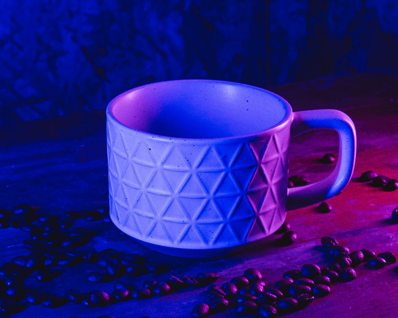 Geometric Ceramic White Matte Coffee Cup