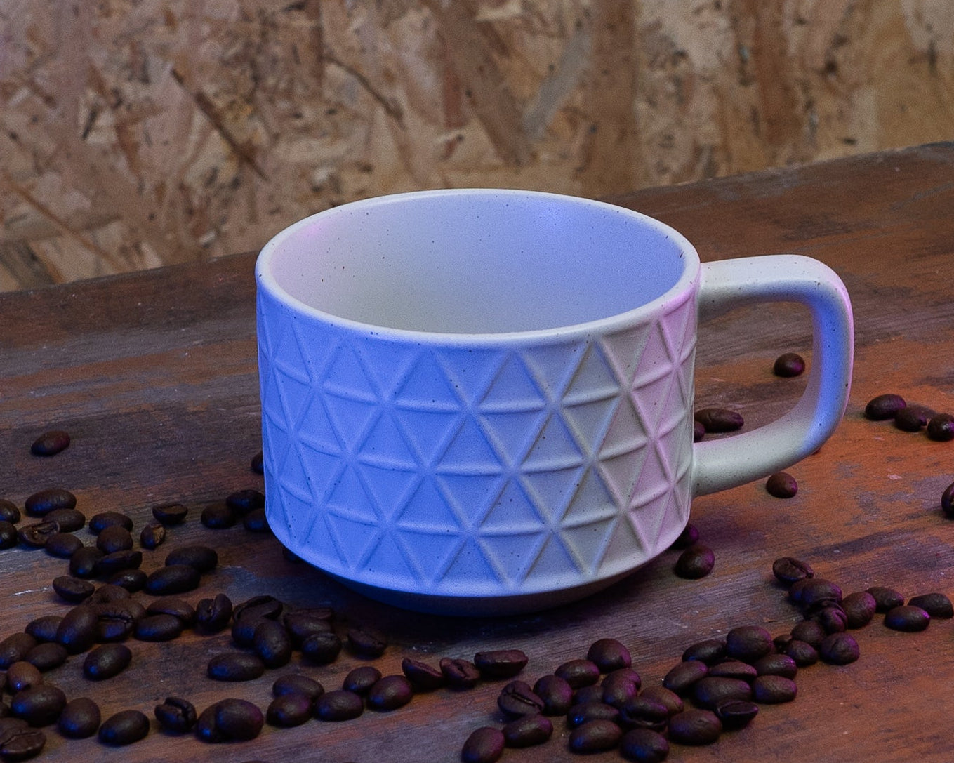 Geometric Ceramic White Matte Coffee Cup