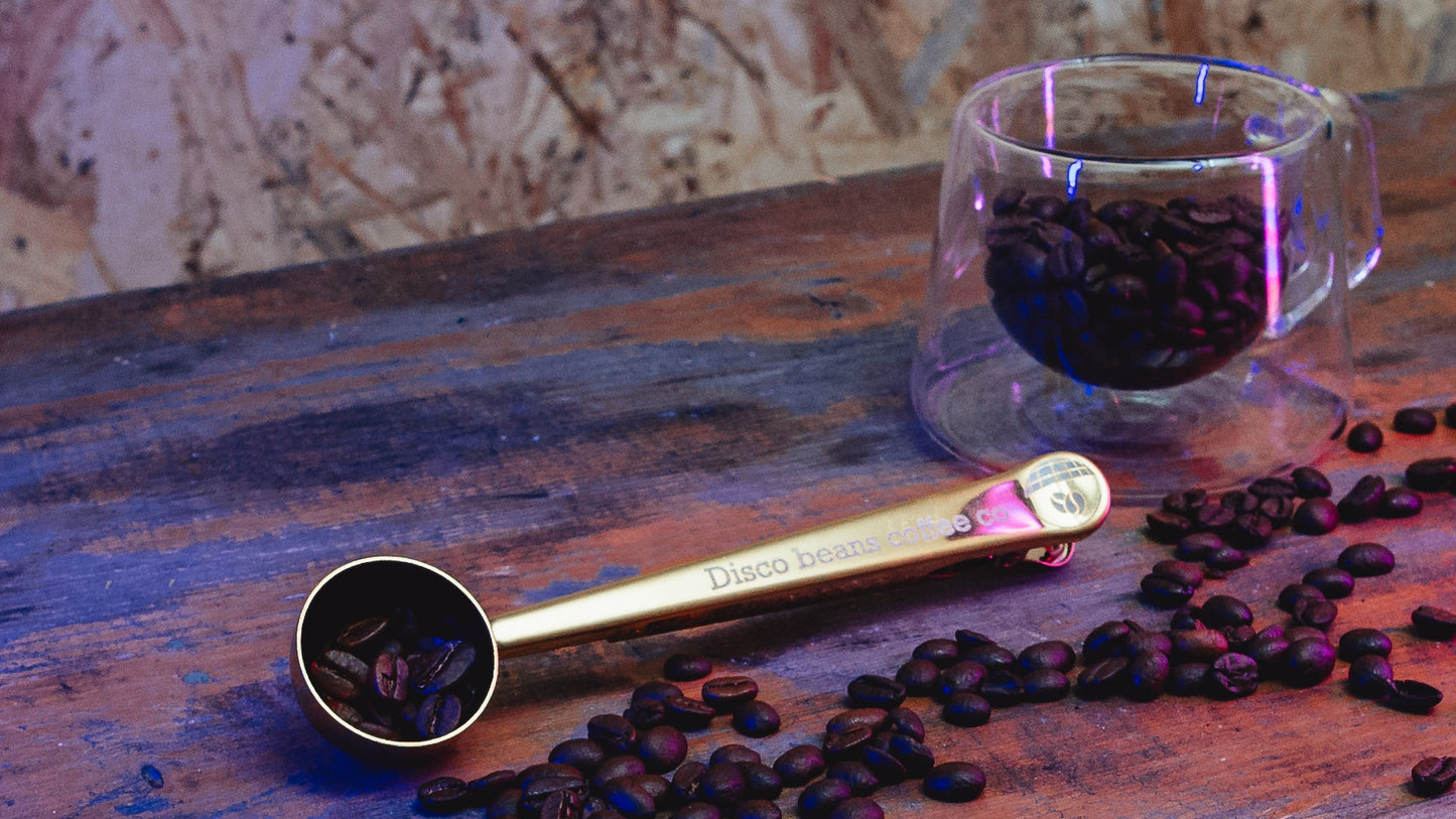 Metal Long Handle Coffee Scoop & Bag Clip (Various Colours)