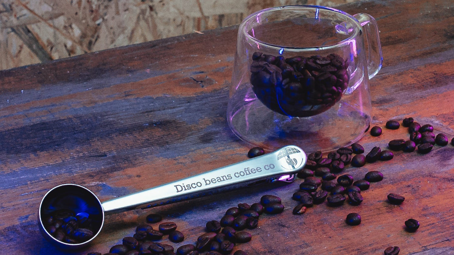 Metal Long Handle Coffee Scoop & Bag Clip (Various Colours)