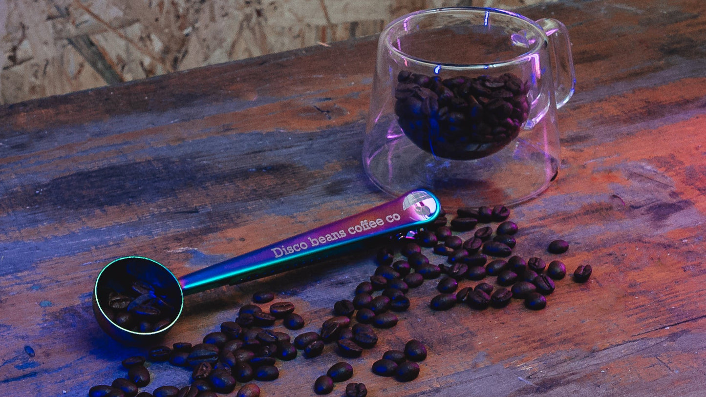 Metal Long Handle Coffee Scoop & Bag Clip (Various Colours)