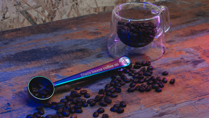 Metal Long Handle Coffee Scoop & Bag Clip (Various Colours)