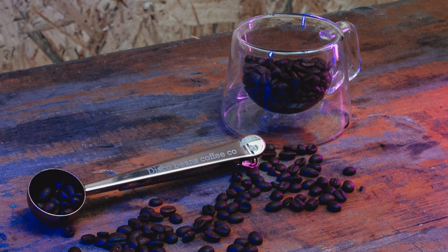 Metal Long Handle Coffee Scoop & Bag Clip (Various Colours)